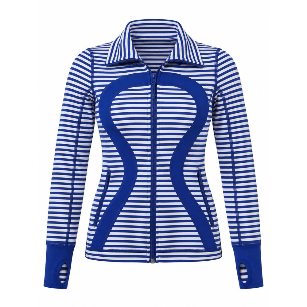 Lululemon Blue White Striped Define Style Full Zip Athletic Jacket Size 4